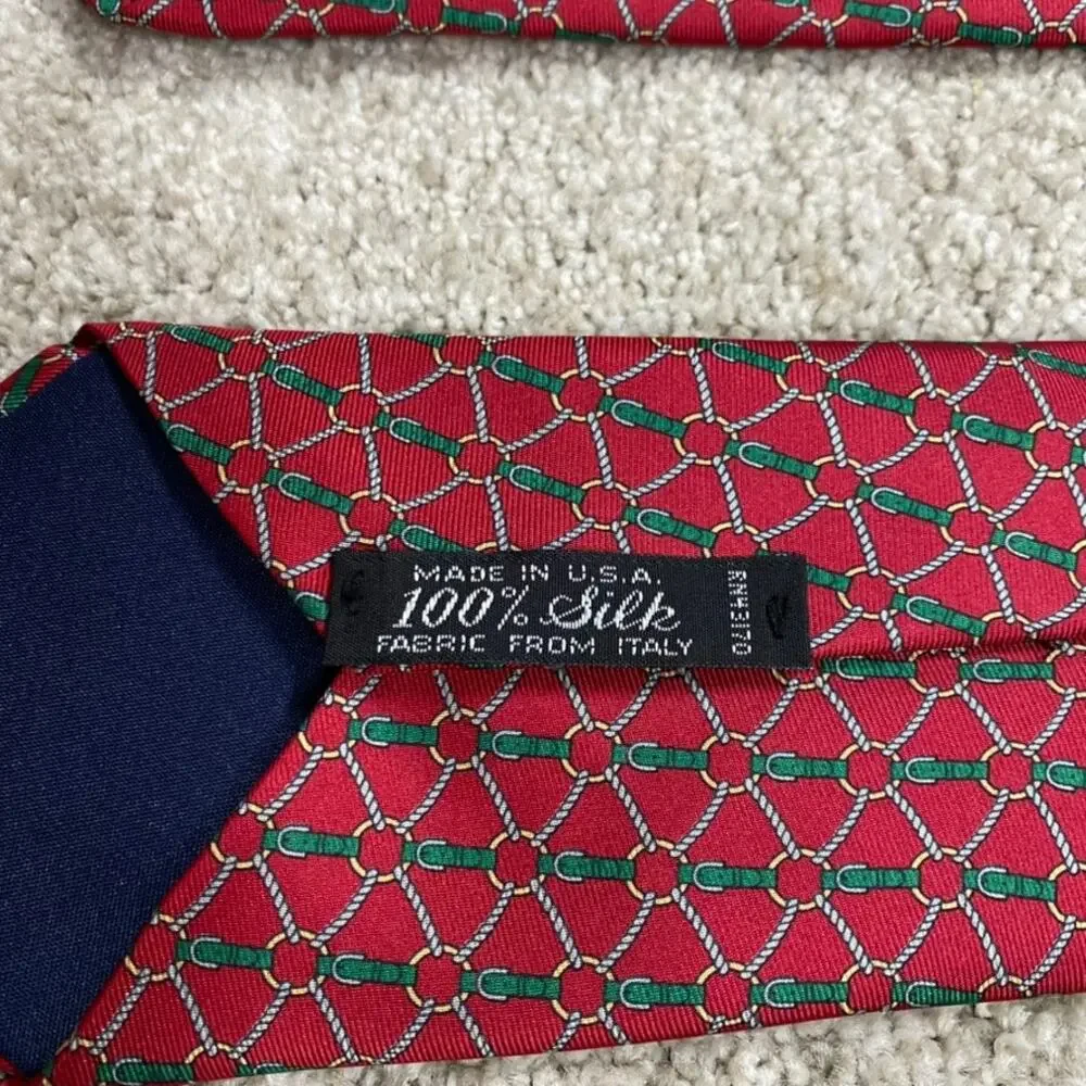Vintage Oakton LTD Tie Mens Horse Bit Equestrian Silk Preppy Formal Wedding
